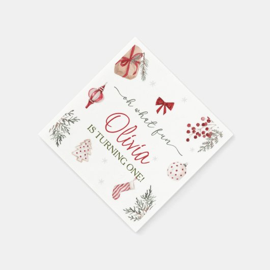 Serviette En Papier Oh Quel Amusant Noël Anniversaire (Coin)