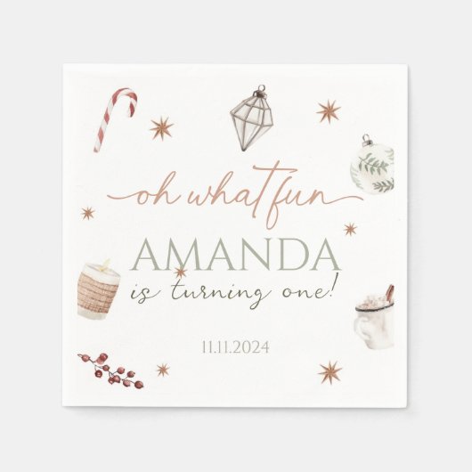Serviette En Papier Oh Quel Amusant Noël Anniversaire (Devant)