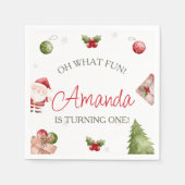 Serviette En Papier Oh Quel Amusant Noël Anniversaire (Devant)