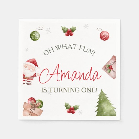 Serviette En Papier Oh Quel Amusant Noël Anniversaire (Devant)