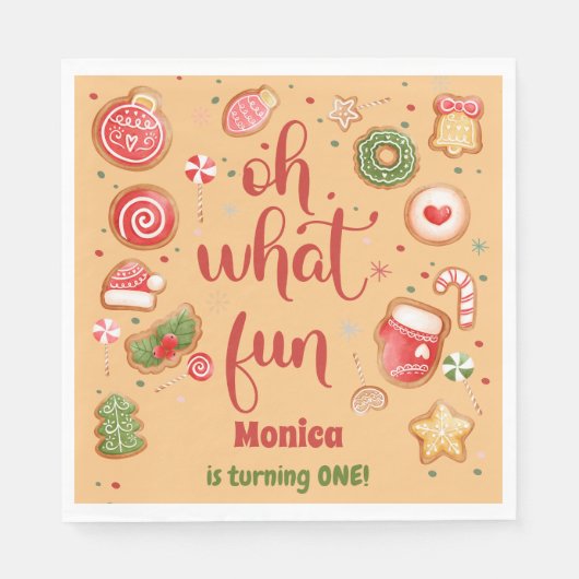 Serviette En Papier Oh quel plaisir Noël anniversaire (Devant)