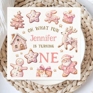 Serviette En Papier Oh Quelle Amusement Cookies Roses Noël 1er Anniver