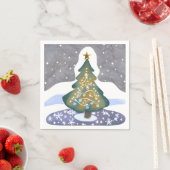 Serviette En Papier Oh sapin de Noël | Aquarelle Peinture hivernale (En situation)