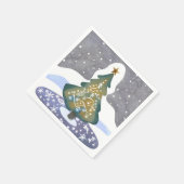 Serviette En Papier Oh sapin de Noël | Aquarelle Peinture hivernale (Coin)