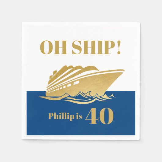 Serviette En Papier Oh Ship Yacht Bateau Croisière Anniversaire (Devant)