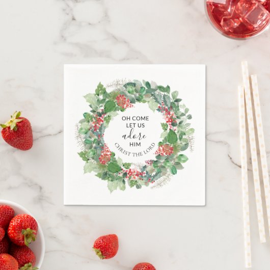 Serviette En Papier Oh Venez Admirez-Le Noël Chrétien (En situation)