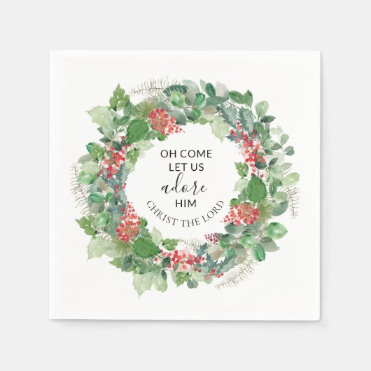 Serviette En Papier Oh Venez Admirez-Le Noël Chrétien (Devant)