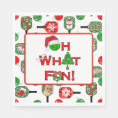 Serviette En Papier Oh What Fun Christmas Pickleball Rouge et Vert (Devant)