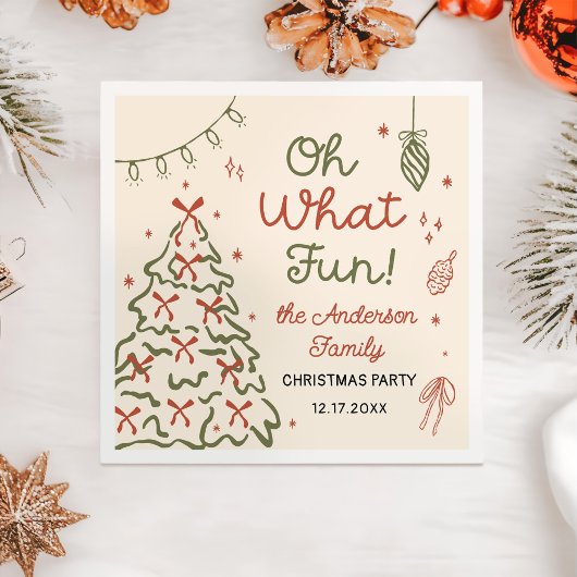 Serviette En Papier Oh What Fun Hand Drawn Christmas Holiday Party