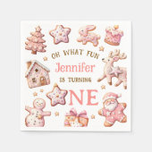 Serviette En Papier Oh What Fun Pink Cookies Christmas 1st Birthday (Devant)