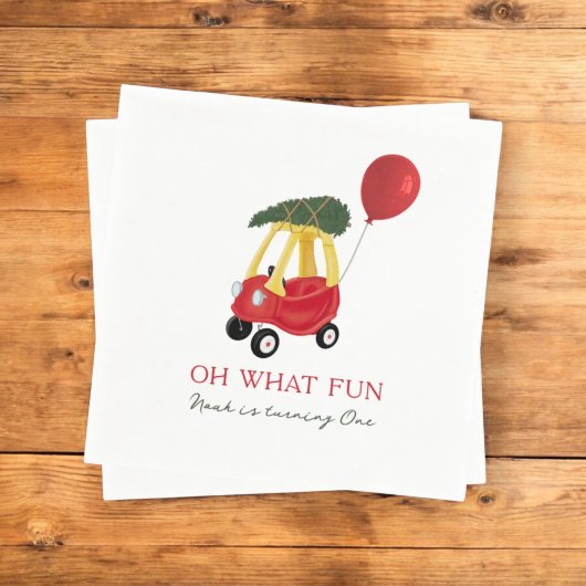 Serviette En Papier Oh What Fun Winter Car Anniversaire de enfant Part