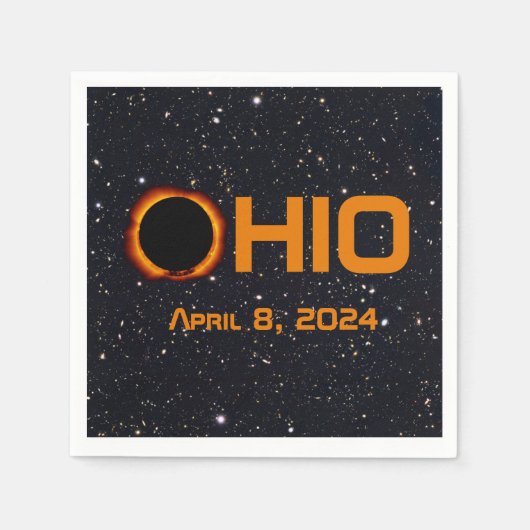 Serviette En Papier Ohio 2024 Total Éclipse Solaire (Devant)