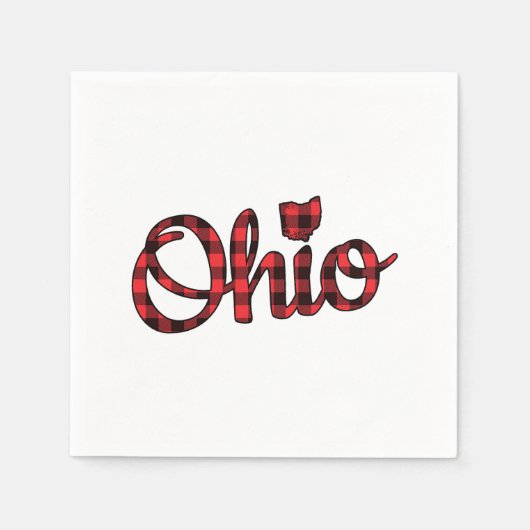 Serviette En Papier Ohio Buffalo Plaid Christmas Ohio Pride Buckeye St (Devant)
