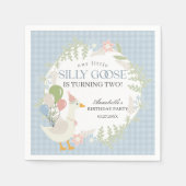 Serviette En Papier Oie bête bleue En vichy floraison (Devant)