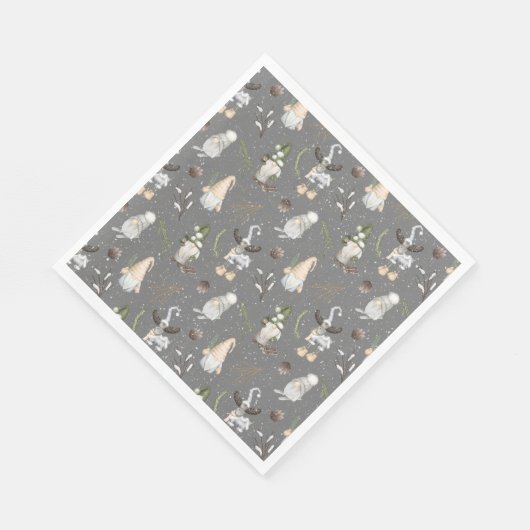 Serviette En Papier Oie de Noël et Gnomes (Coin)