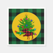 Serviette En Papier Oie de Noël rustique, Arbre, Plaid de Buffalo vert (Devant)