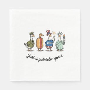 Serviette En Papier Oie Patriotique Gravure Vintage Drôle de Chemise U