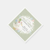 Serviette En Papier Oie soie verte En vichy floraison (Coin)