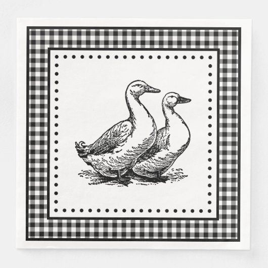 Serviette En Papier Oies Gingham (Devant)