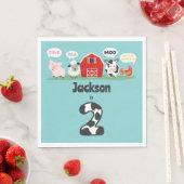 Serviette En Papier Oink Baa Moo 2e anniversaire ferme animaux enfants (En situation)