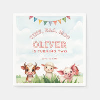 Oink Baa Moo Animaux de Ferme Mignons 2ème Anniver