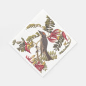 Serviette En Papier Oiseau Audubon du Roi gris sur arbre à fleurs (Coin)