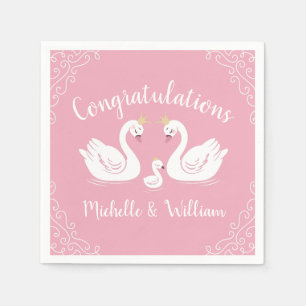 Serviette En Papier Oiseau Baby shower de cygnes avec la Couronne Co-E