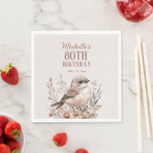 Serviette En Papier Oiseau Brown 80e anniversaire (En situation)