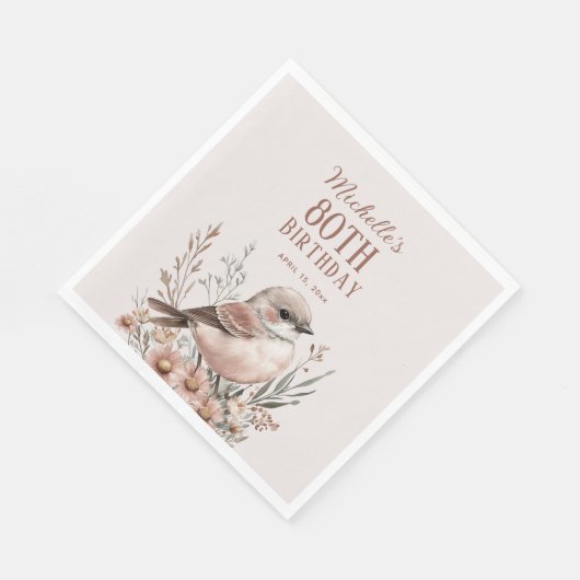 Serviette En Papier Oiseau Brown 80e anniversaire (Coin)