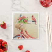 Serviette En Papier Oiseau cardinal perché sur l'aquarelle à vélo (En situation)