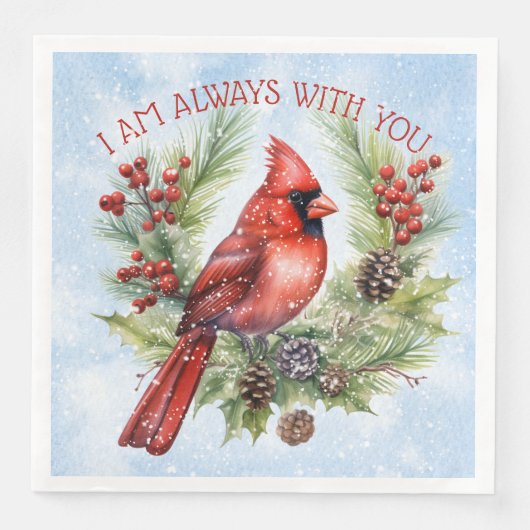 Serviette En Papier Oiseau cardinal rouge qui vous rappelle Noël d'hiv (Devant)