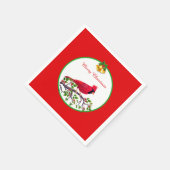 Serviette En Papier Oiseau cardinal rouge sur branche d'arbre (Coin)