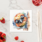 Serviette En Papier Oiseau d'aquarelle sur un mur (En situation)