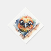 Serviette En Papier Oiseau d'aquarelle sur un mur (Coin)