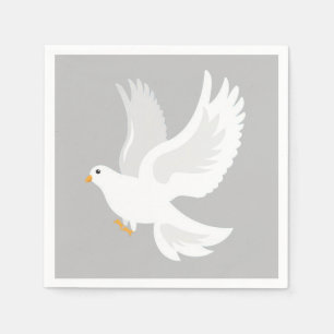 Serviette En Papier Oiseau de colombe blanche sur gris