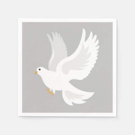 Serviette En Papier Oiseau de colombe blanche sur gris (Devant)