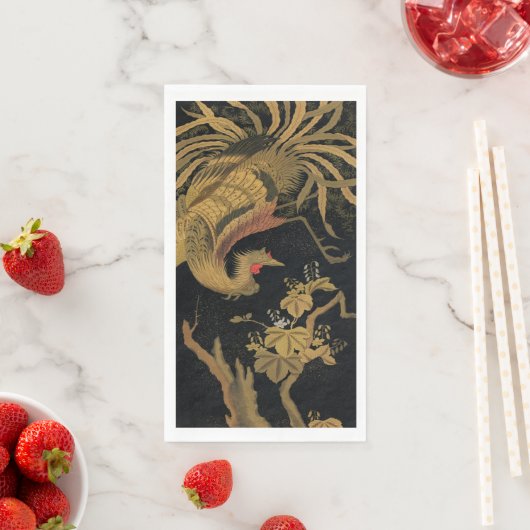 Serviette En Papier Oiseau de coq d'or Classique japonais Antique (En situation)