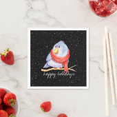 Serviette En Papier Oiseau de Noël avec écaille dans les flocons de ne (En situation)