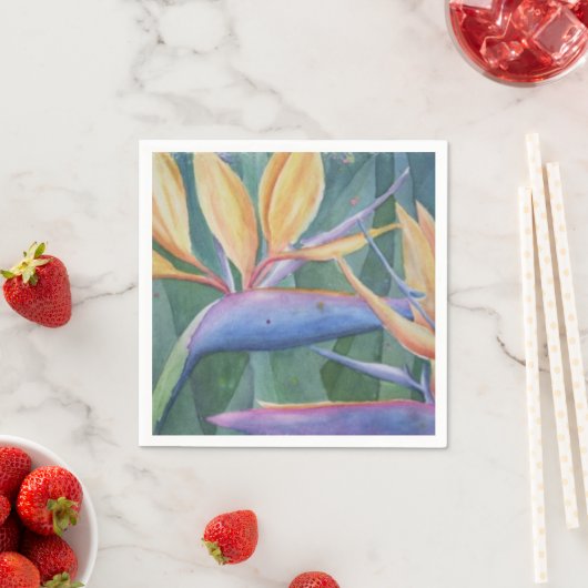 SERVIETTE EN PAPIER OISEAU DE PAPIER PARADIS NAPKINS (En situation)