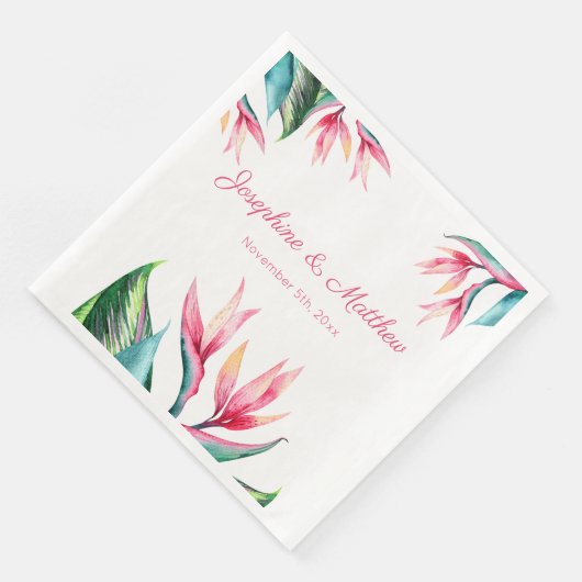 Serviette En Papier Oiseau de paradis Mariage tropical serviettes (Coin)