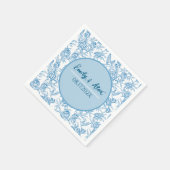 Serviette En Papier Oiseau de Toile et floral Nom personnalisé Baby sh (Coin)