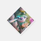 Serviette En Papier Oiseau d'Imaginaire tacheté blanc crêpé (Coin)