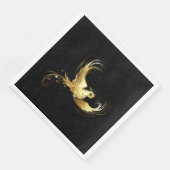 Serviette En Papier Oiseau d'or sur Arrière - plan noir (Coin)