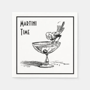 Serviette En Papier Oiseau drôle de temps de Martini sur la boisson d