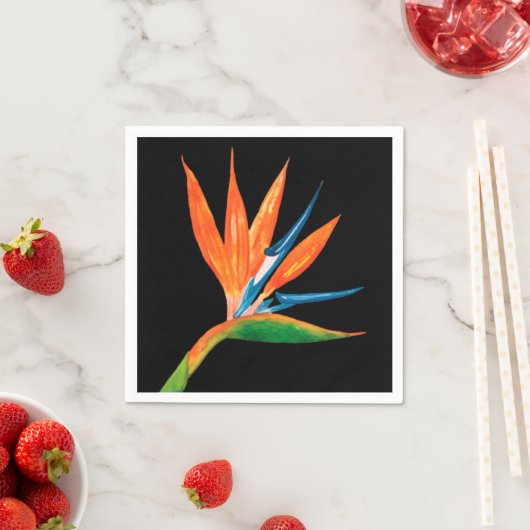 Serviette En Papier Oiseau du Paradis Noir (En situation)