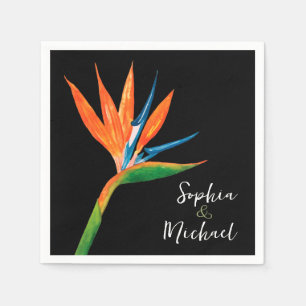 Serviette En Papier Oiseau du Paradis Noir