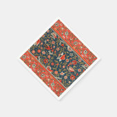 Serviette En Papier Oiseau et fleurs Perse Motif bleu rouge (Coin)