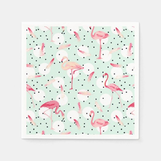 Serviette En Papier Oiseau Flamant rose Avec Plumes (Devant)