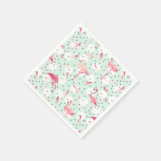 Serviette En Papier Oiseau Flamant rose Avec Plumes (Coin)