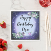 Serviette En Papier Oiseau floral Blue Bling (En situation)